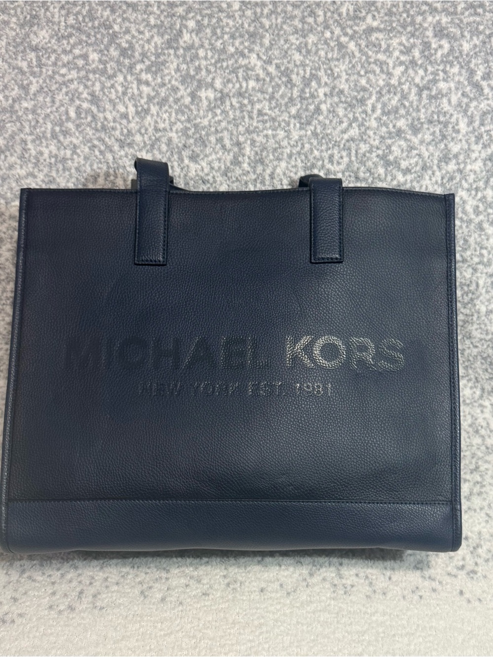 Michael Kors Navy Embossed Logo Leather Tote